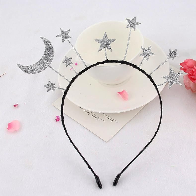 Oarkive Galaxy Moon and Star Headband – Silver Costume Headpiece for Women, Halloween & Christmas Party Accessory - Image 3